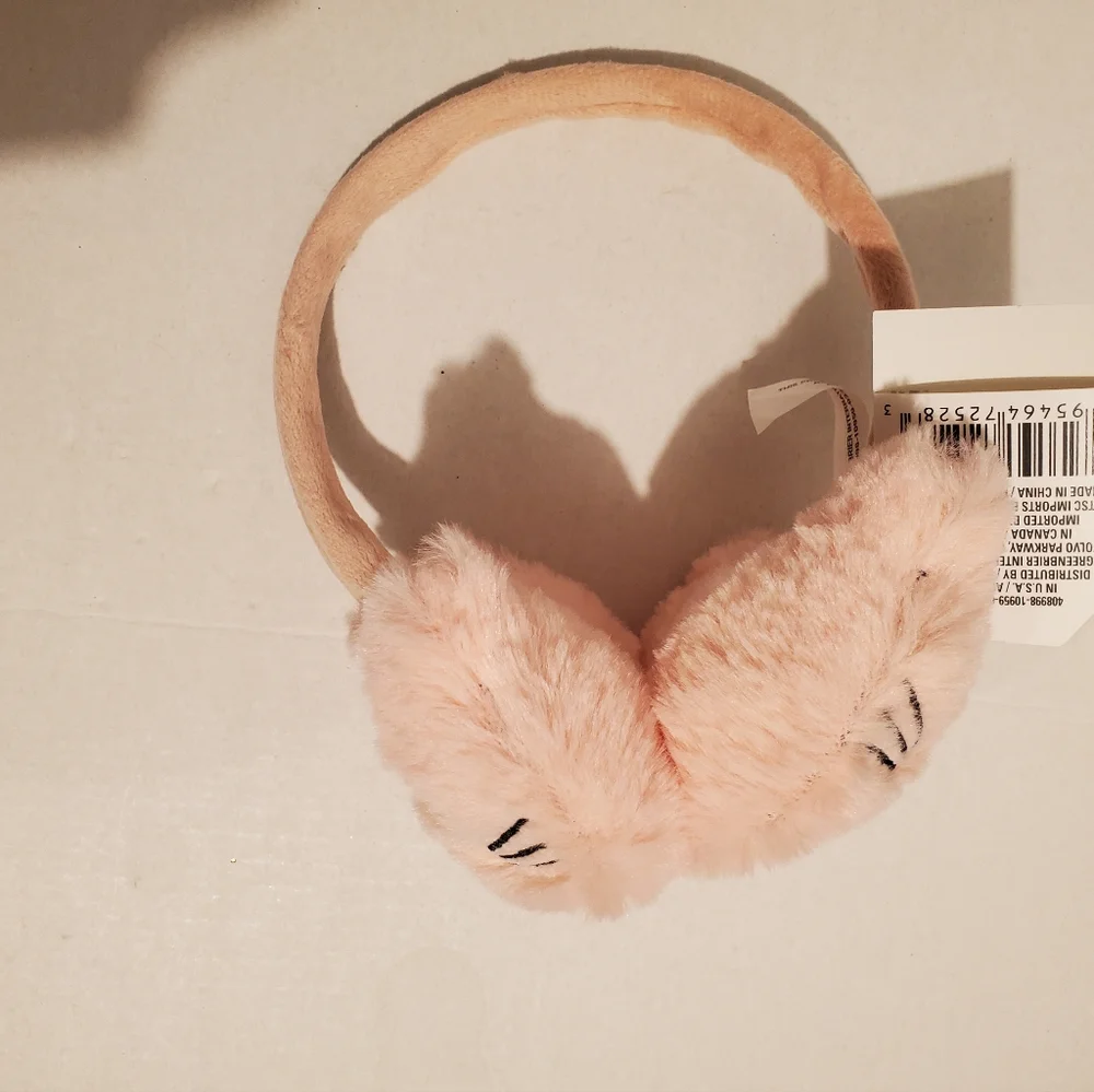 Infant Or Child Pink Kitten Ear Muffs